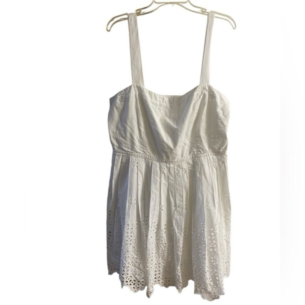 LOFT White Eyelet corset Mini Dress Sz 16 New - Picture 2 of 9